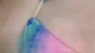 White Skin Amateur Couple - Hot Brunette with Natural Tits Gets Pounded Hard in Bikini Big Dick Pussy Fuck Close up