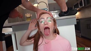 Reese Robbins - She Likes To Get Messy - Pigtailed Redhead Student 18+ Nerd Enjoys Deepthroat Blowjob
