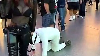 PLATINUM'S PATHETIC PET PUBLIC MUTT CRAWL FemDom