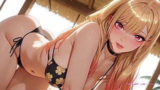 Marin Kitagawa hot sex and messy facial on a private beach (AI-hentai)