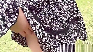 Japanese redhead blowing POV dick in the park