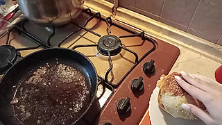 Stepsis Baked Burgers with Stepbrother and Got Fucked