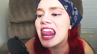 Tongue Mouth Teeth Fetish with Mirror