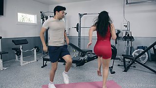 Victoria Voxxx's Brunette Booty Ignites Interracial Gym Heat
