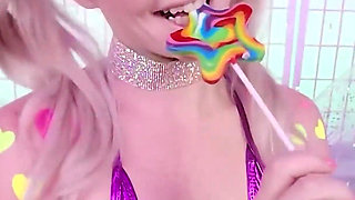 Pigtailed Blonde Teen Seducing to Suck Your Cock