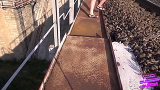 Russian Couple Filming Railroad Action Gets Caught by Fierce Bikers with Brutal POV Pounding and Out