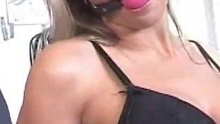 Samantha chair-tied ballgagged tit-grabbed