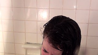 Hot Roommate Showering Showing Pussy