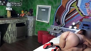 Public flashing in a hotel room - big ass Latina milf