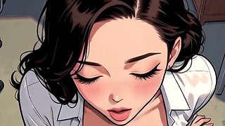 Lonely office slut frees locked-in coworker then gets her holes destroyed by three hard cocks on the conference table.