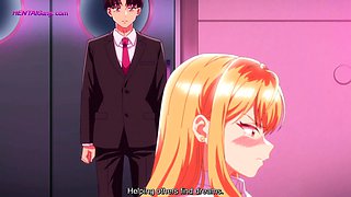 Anime college babe gets panties pulled by strict teacher