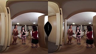 POV VR porn in 4k - amateur lesbian threesome with Asian chicks