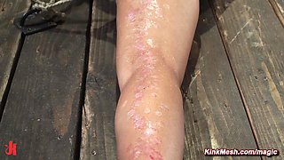 Steamy slave Katya Rodriguez ejaculates in bondage