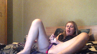 Perfect Blond Babe Masturbates with Sexy Lingerie