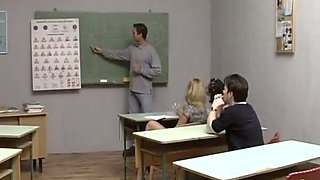 Two German Student Girls Getting Fucked by a Student and a Teacher
