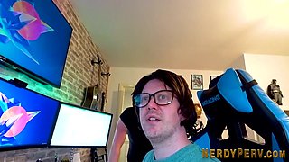 Euro chick sucking off glasses nerd