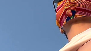 Blonde Amateur with Big Tits Is Walking Without a Bra