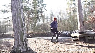 Pissing Street featuring Katy Rose's medium size tits movie