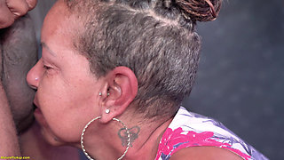 Ebony Granny Ass Fucked in Driving Van