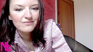 Masturbation Encouragement Dangling in Black Pattent Flats