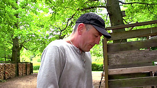 Sexy MILF with tattoos gets fucked in threesome outdoor