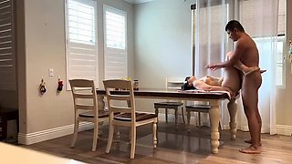 Fucking My Buddy's Wife on the Dining Table While He's Out of Town - Asian MILF Brunette Loud Moaning