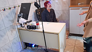 Female Boss Orders Employee to Take off His Clothes and Sucks His Ass