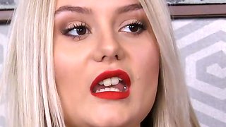 Shy Blonde Poses Naked for Pussy Lick & DP Gangbang at