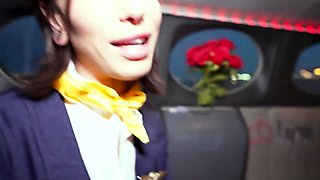 Beautiful MILF stewardess goes for wild ride on POV cock