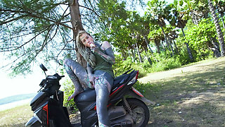 Public Solo Anal - Massive Gape, Prolapse, Squirt on Motor Scooter