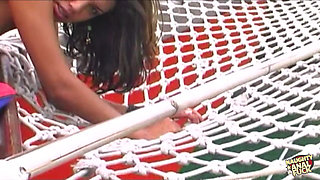 Latina Babe with Small Tits Interrupted by a Hung Dude Who Fucks Her Small Ass