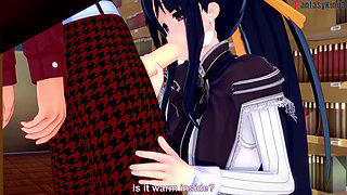 Akeno Gives Me a Blowjob in a Public Library - Dxd Ntr Madness Series