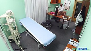 Missionary on FakeHospital exam table under high cam in this hot