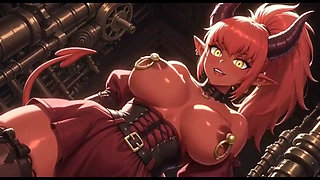 Cute Demon Women Bounce Boobs, Ai Animation