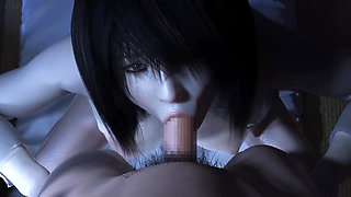 Horny ghost girl deepthroats a cock and swallows cum