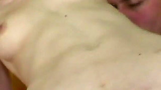 I cum on the face of this sexy redhead with small tits after I fuck her firm ass and tight pussy