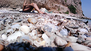 Nude beach hot girl masturbating and take cumshot from stranger