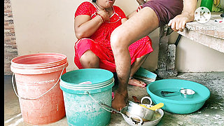 Desi Mommy By Boy In Bathroom