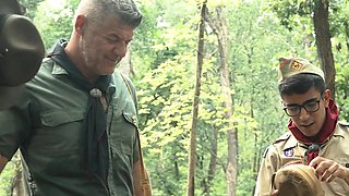Scout boy sweating LIKE A WHORE IN CHURCH!