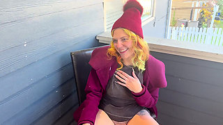 Hairy Pussy Smoking on Front Porch