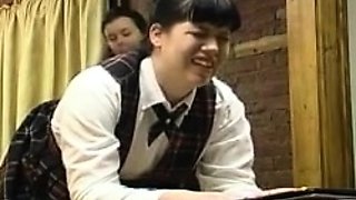 Teen in Schoolgirl Uniform Spanking Older Man