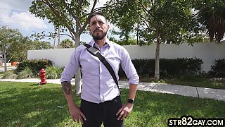 Picked up str8 jock with tattoos fucks gay in bus till cum