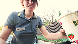 A McDonald's employee spilled Sprite on me. As punishment, she had to give me a blowjob and swallow it in the car.