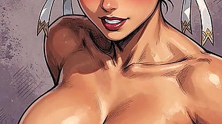 Chun-li Cock Teasing, Bald Pussy in the Club, Cumming on a Lucky Woman