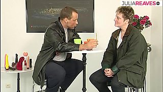 Hot milf strips and fucks herself with a big dildo