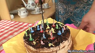 Wife sees huge mother in law rides his cock