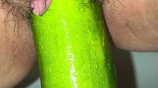 She wanted her tight pussy to play with cucumber and fuck
