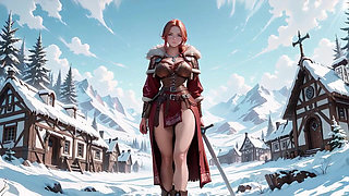 Illicit Leather Armor Seduction in Medieval Village. Cold Queen Unzips Her Gear & Goes Wild!