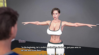 Friend Stepmom Teaching Me Streching Workout in Gym