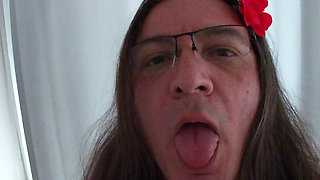 Old TV is a very dirty Sissy cums for the camera